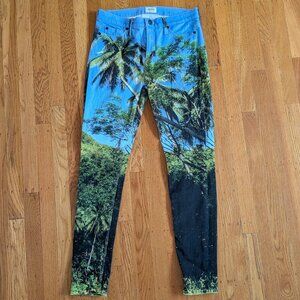 Hudson Tropical-Print Skinny Jeans